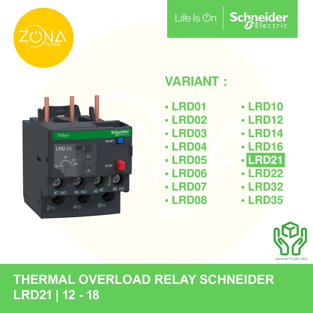 THERMAL OVERLOAD RELAY SCHNEIDER LRD21 LRD 21 12-18A ใหม่ต้นฉบับ