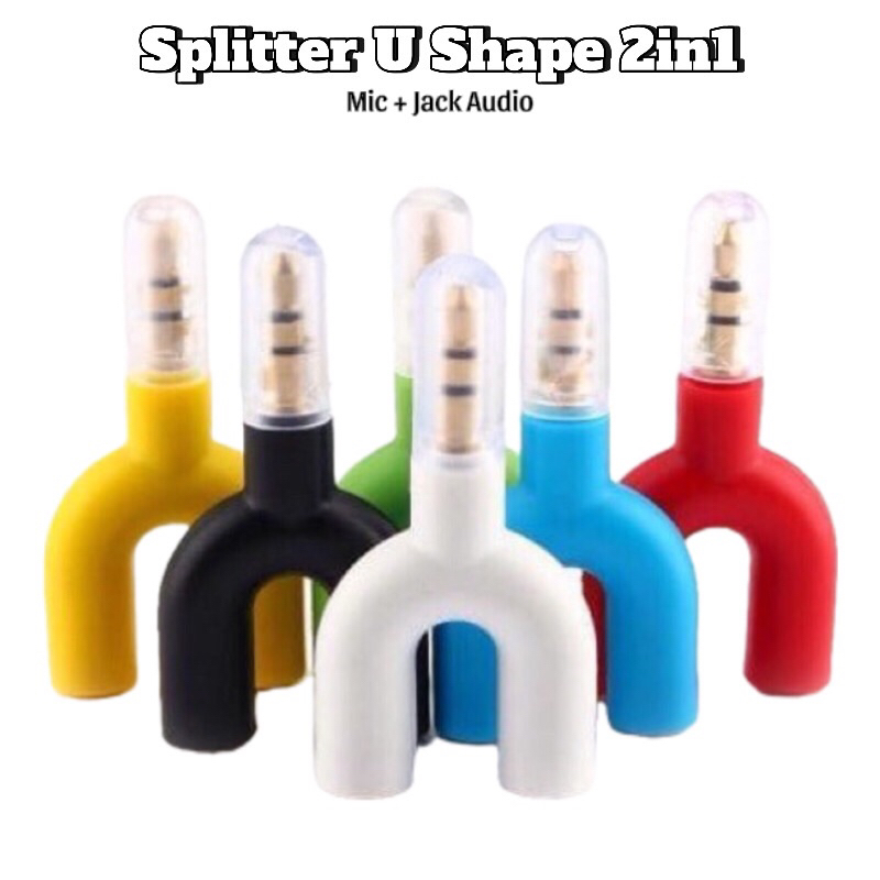 ตัวแยกเสียง U Shape 2 in 1 Mic & Audio Jack 3.5mm to Dual Female / Audio Splitter Jack 3.5mm to Dual