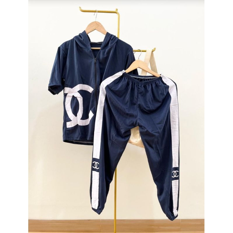 •ECLAIRE• 0F4 2IN1 CHAINEL HOODIE JACKET SET sx