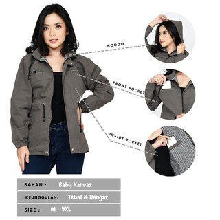 ( Produk Baru ) Armous Jaket Parka Wanita Bahan Baby Canvas Premium
