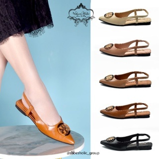 รองเท้าแตะส้นแบนหนังสายรัด SlingBack สําหรับผู้หญิงนําเข้า SH-205 [5 สี]