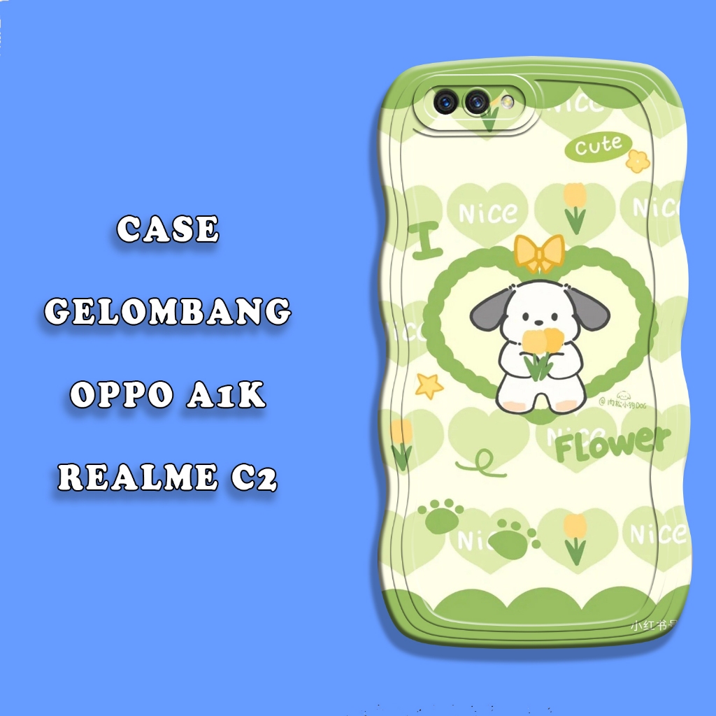 Soft Case CORRUG Oppo A1K - Realme C2 - Pro Camera Case - Fashion Case Motif Green Wallpaper - Casin