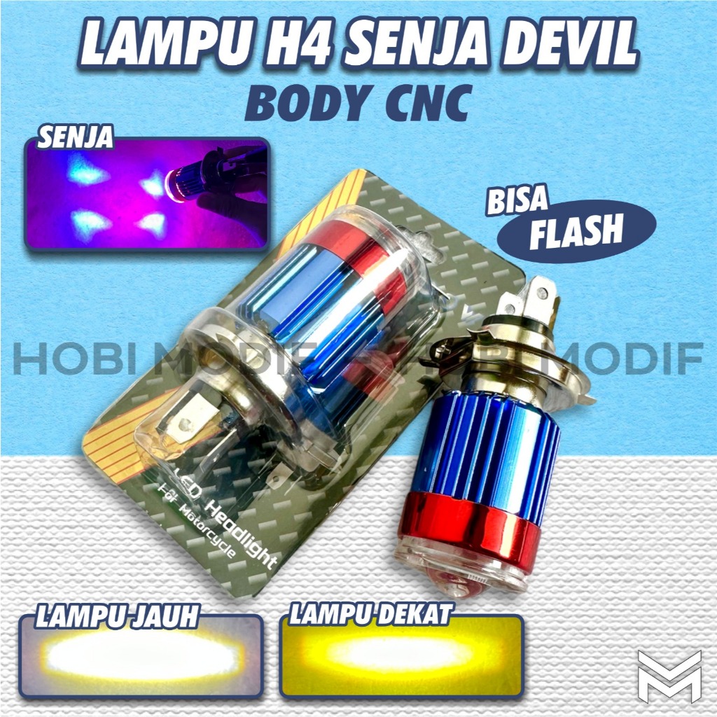 H4 LED รถจักรยานยนต์ไฟหน้าหลอดไฟเลเซอร์ DUSK PLUS DEVIL H4 SENJA DEVIL FLASH H4 DEVIL EYE HI/LOW H4 