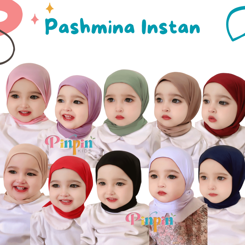 Pinpin Kids - ฮิญาบ Pashmina ทันทีสําหรับทารกอายุ 0-2 ปี / Pasthan Baby / ฮิญาบเด็กผู้หญิง