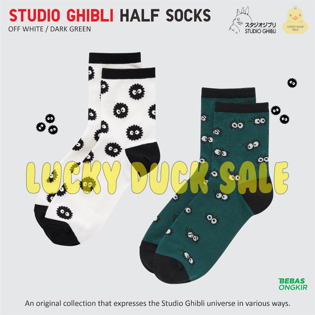 Studio Ghibli ถุงเท้า Makkuro Kurosuke ถุงเท้า Soot Sprites UNIQLO Ghibli ถุงเท้า