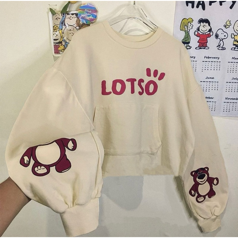 ZETERINDO - CIKAKU เสื้อผ้าผู้หญิง / SO LOT SO Fleece Pocket Crop Sweater / TEENAGE CROP SWETER WITH