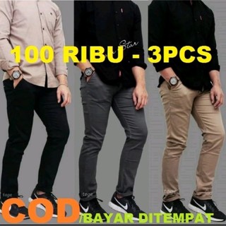[ CUCI GUDANG ] !! 100RIBU DAPT 3 PCS SIZE 27-40 JUMBO CELANA PANJANG CHINO PRIA RIP MELAR BISA BAYAR DI TEMPAT