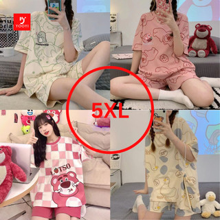 Yooyi Baju Tidur Wanita Jumbo 5XL Piyama Korea Lengan Pendek Celana Pendek Motif Kartun Lucu Setelan Tidur Hotpants Murah Model Kaos Korea 013