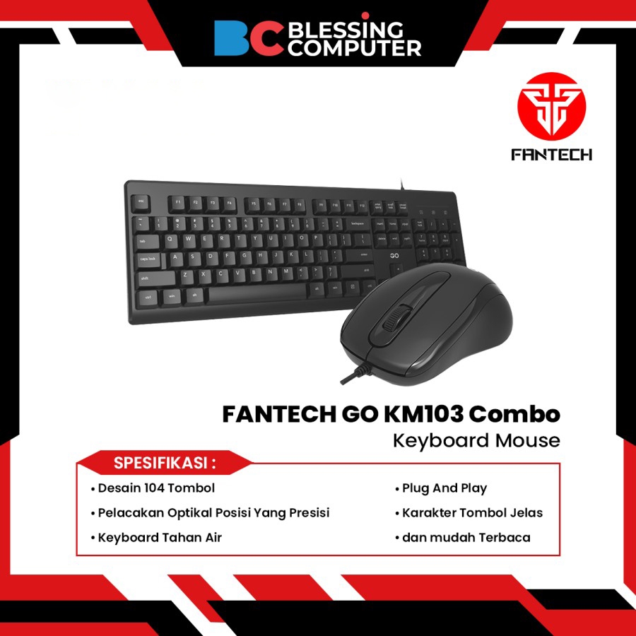 คีย์บอร์ด เมาส์ FANTECH GO KM103 OFFICE COMBO BLACK