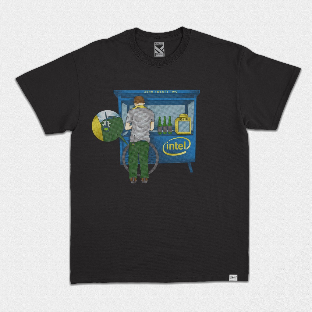 เสื้อยืด ZeroTwentyTwo Intel Gerbobak สีดํา | ตลกที่ไม่ซ้ํากันสีดําผู้ชายเสื้อยืดล้อเลียนล้อเลียน