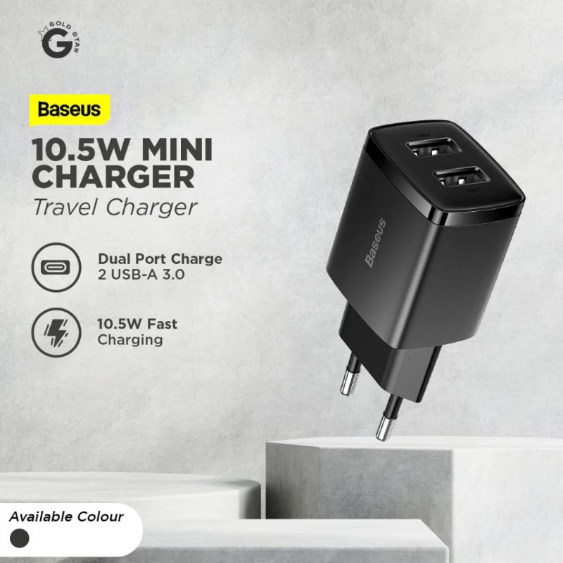 BASEUS 10.5W 2.1A DUAL USB FAST CHARGING Adapter