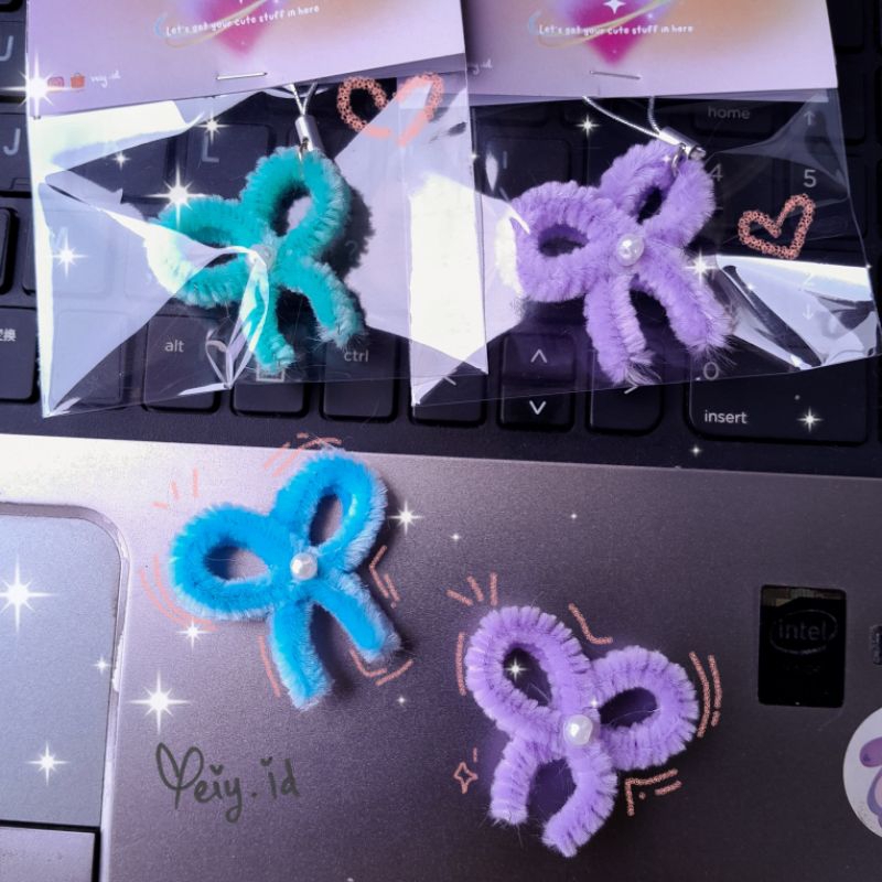 GANTUNGAN COQUETTE RIBBON KEYCHAIN PIPE CLEANERS ของขวัญวันเกิด GRADUATION MINI ของขวัญ FREEBIES ลวด