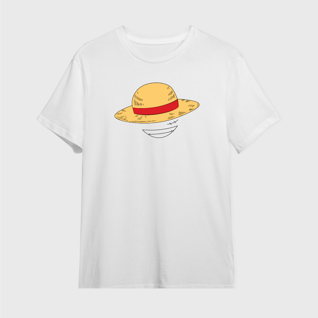 เสื้อยืดอนิเมะสีขาว LUFFY HAT One Piece