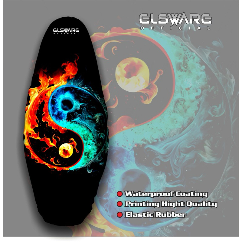 Elsware YIN&YANG ที่หุ้มเบาะรถจักรยานยนต์การพิมพ์เต็มรูปแบบ Anti-Cat Claw ที่หุ้มเบาะรถจักรยานยนต์ป้