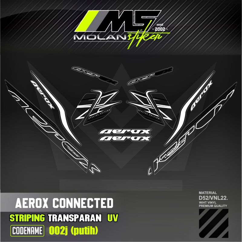 Decal สติกเกอร์ Striping Variation โปร่งใส Uv Aerox 155 เชื่อมต่อ Motif Ori Cyber City 2024 Aerox Cy