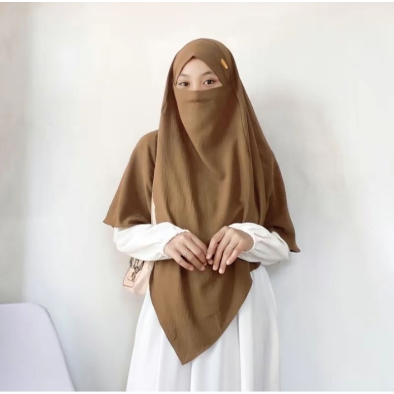 ผ้าคลุม French khimar sharia L uk/85cmx100cm cringkel airflow khimar syari