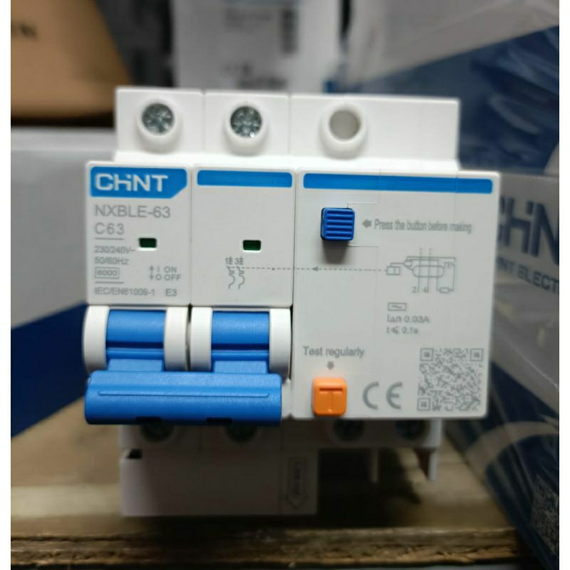 Rccb ELCB RCBO Chint NXBLE-63 NXBLE63 2P 6A 10A 16A 20A 25A 32A 40A 50A 63A