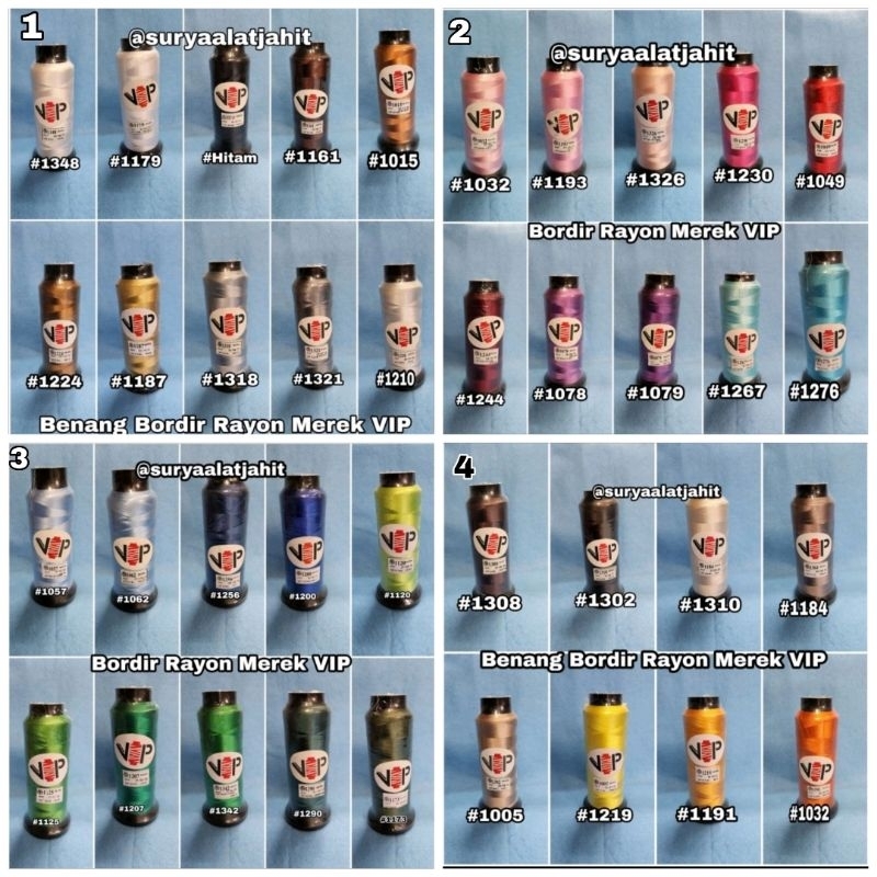 ด้ายเรยอนปัก VIP (±70gm) = rp. 19,000/1cone