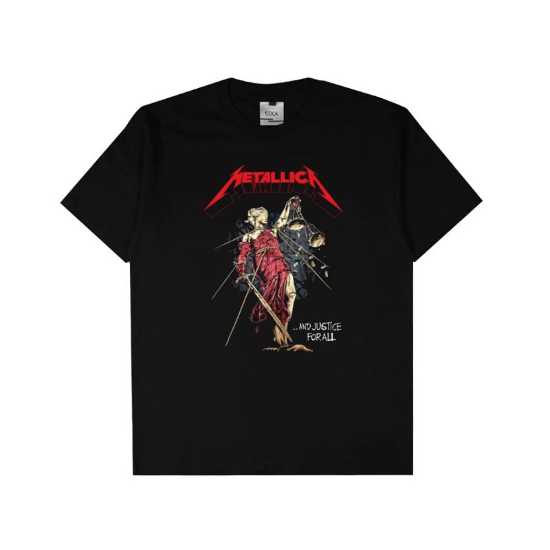 Metallica - และ justice Forall/Kaos Band/Kaos unisex/Kaos hitam