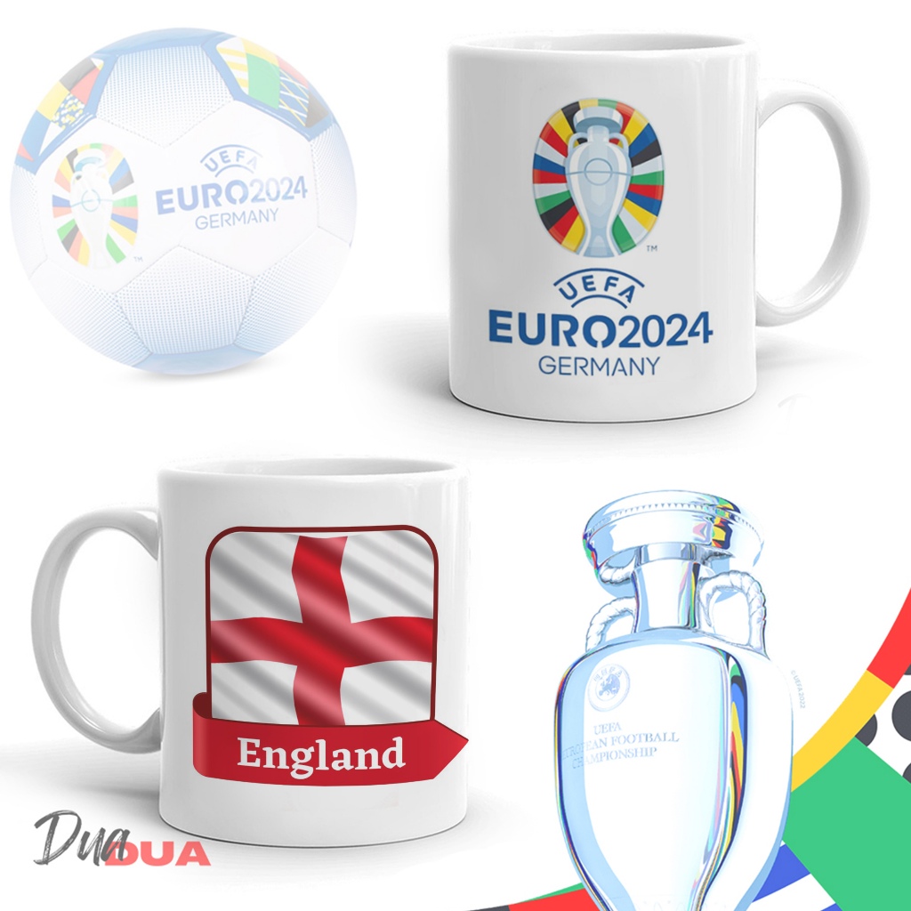 Euro 2024 Mug Cup English Flag ของที่ระลึก Euro 2024 อังกฤษ