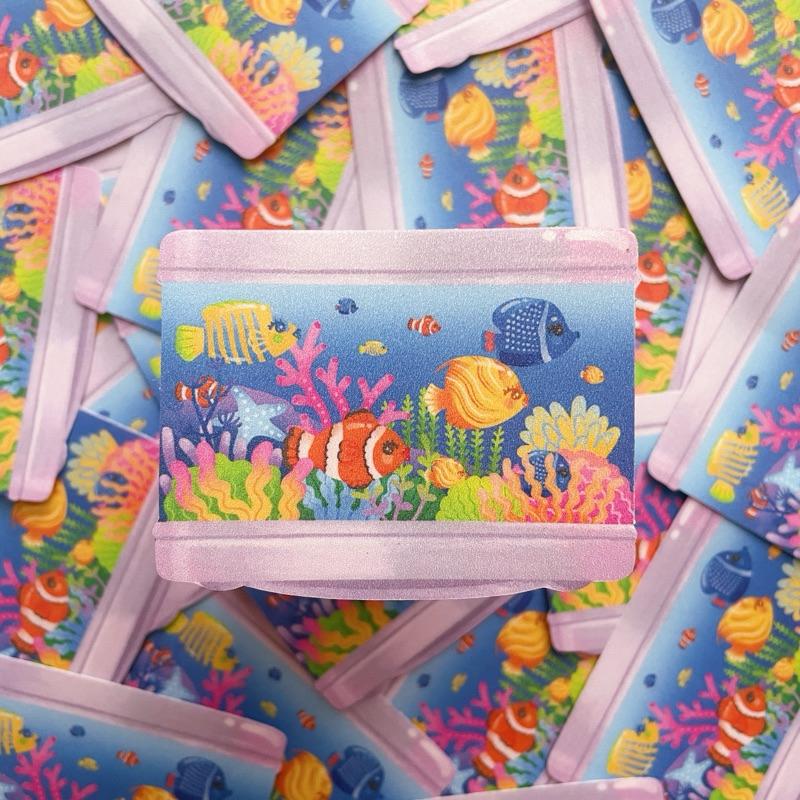Weinchoinpink - Frutiger Aero Aquarium Fish Lamp Y2k Nostalgic Aquatic Ambience Sticker
