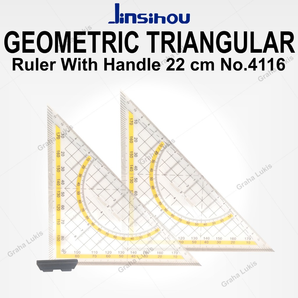 Jinsihou Geometry Ruler - 22cm - ไม้บรรทัดด้ามสามเหลี่ยม NO.4116