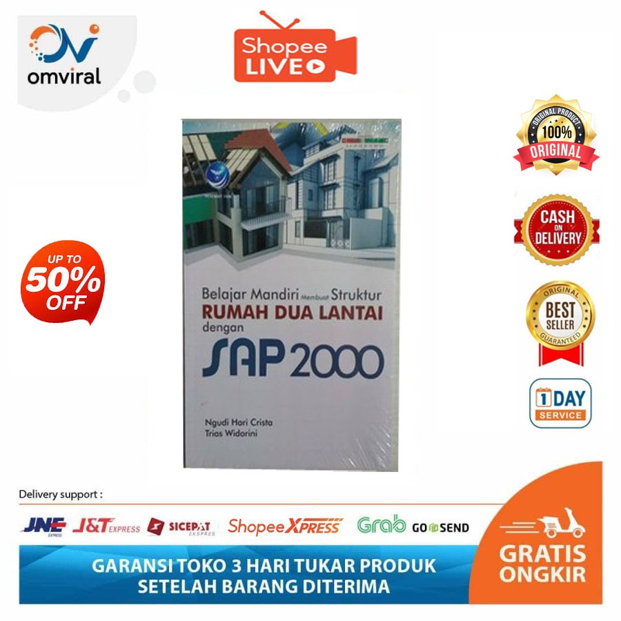 หนังสือเรียนรู้อิสระสําหรับทําโครงสร้างบ้านสองชั้นพร้อม SAP 2000 Ngudi Hari สํานักพิมพ์ Andi สํานักพ