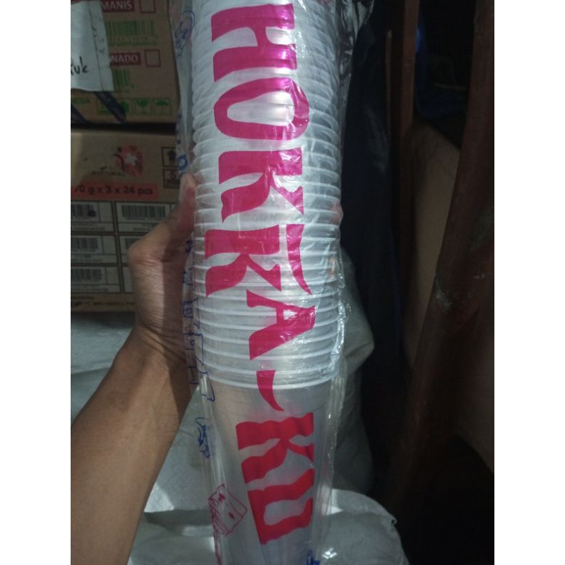 ถ้วยพลาสติกแบน Hokka Ku 22 Oz Slim 1 Slop บรรจุ 50 ชิ้น