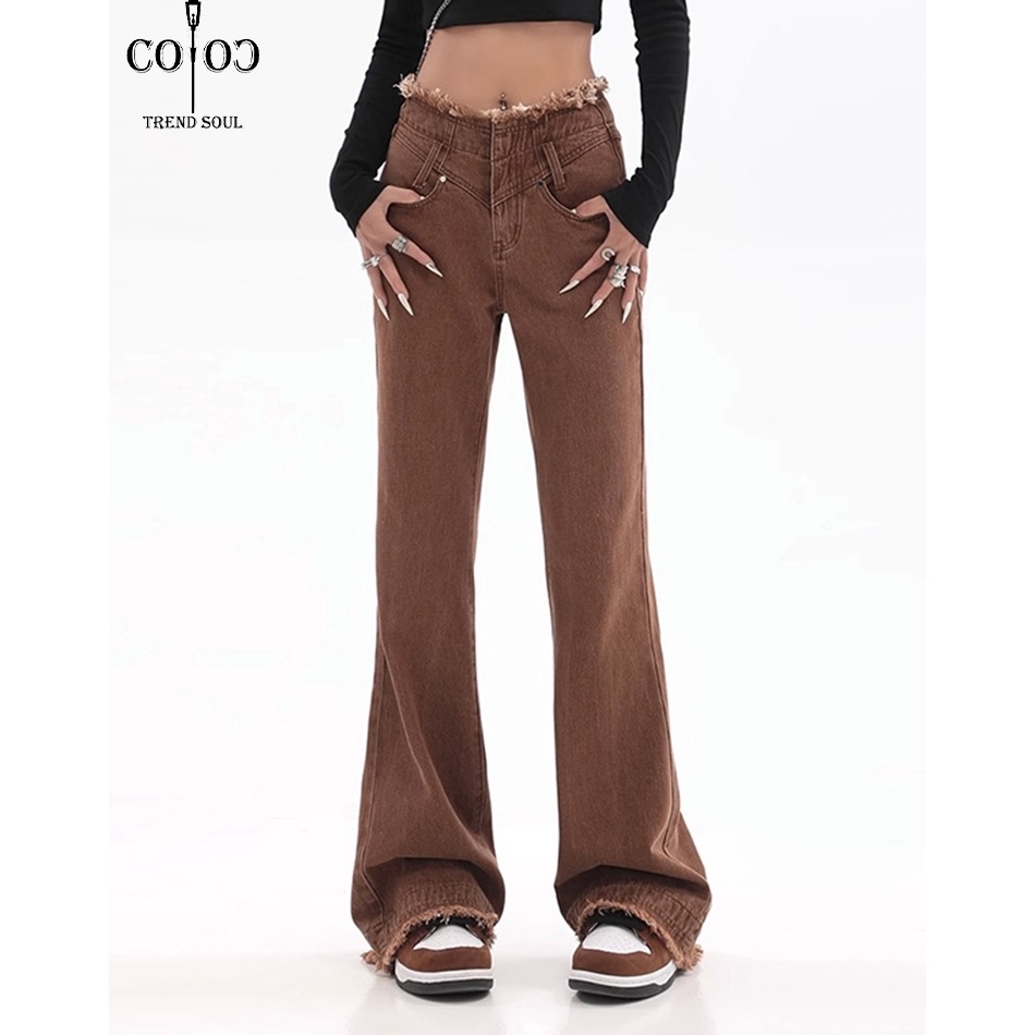 Wow Coco Trend Soul Brown Jeans กางเกงยีนส์ทรงหลวมเอวสูงใหม่