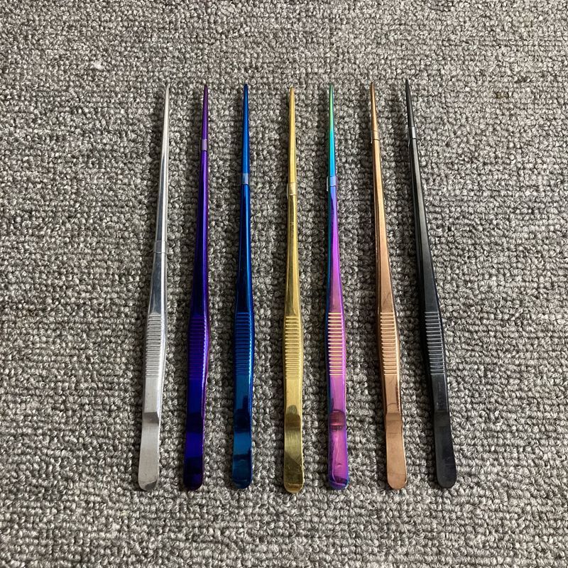 ตรงอาหาร Tweezer 20 ซม.ปากคีบ Garnish Bar Tweezer Granish Tweezer Food Clamp ตรง Tweezer Tong อาหาร 