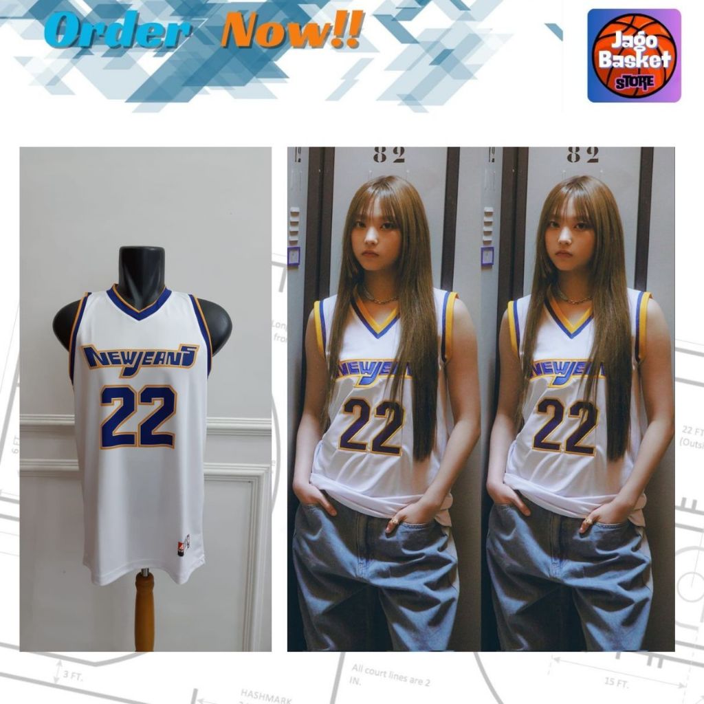 Putih New Jeans Jersey Basketball - Haerin - 22 - สีขาว - KPOP Series