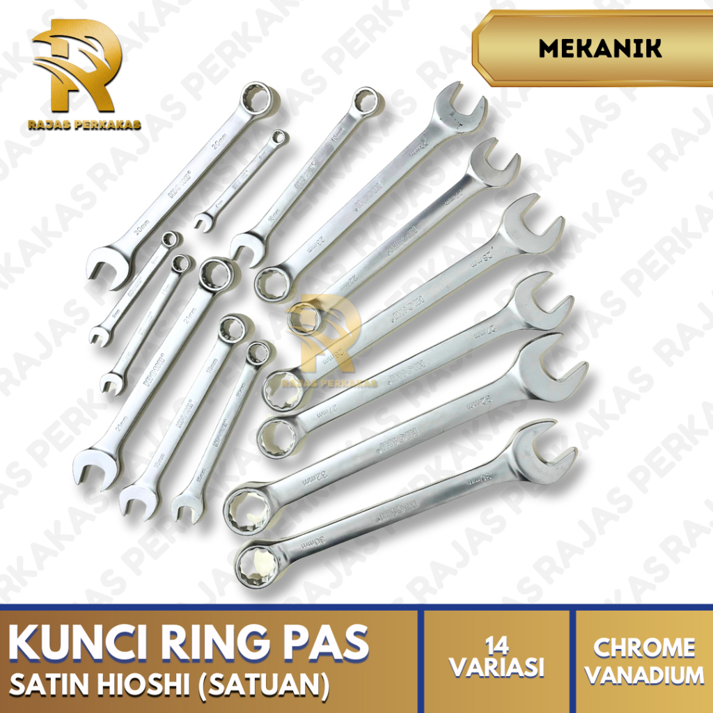 HIOSHI SATIN RING WRENCH - COMBINATION WRENCH / MULTIPURPOSE RING WRENCH / MECHANICAL WRENCH