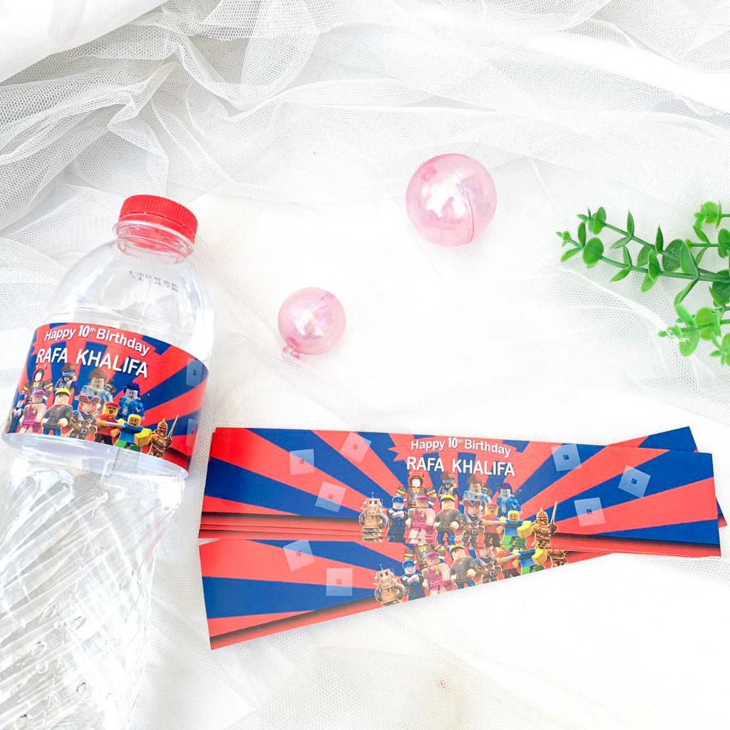 Ro Blox Label Aqua Bottle 330ml / ป้ายตารางขนมวันเกิด / ตกแต่งขวด Aqua วันเกิด
