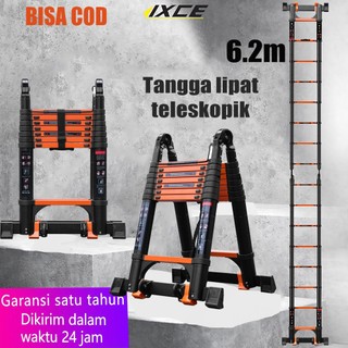 IXCE Tangga Teleskopik tanpa lekukan3.2+3.2 6.4M Aluminium Double Telescopic Ladder tangga portabel