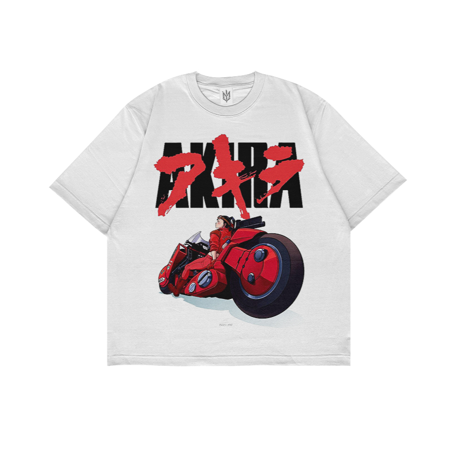 เสื้อยืด AKIRA MOTORCYCLE 1 | เสื้อยืด OVERSIZE สีขาวสไตล์ Y2K VINTAGE BOOTLEG GRUNGE | ผู้ชาย ผู้หญ