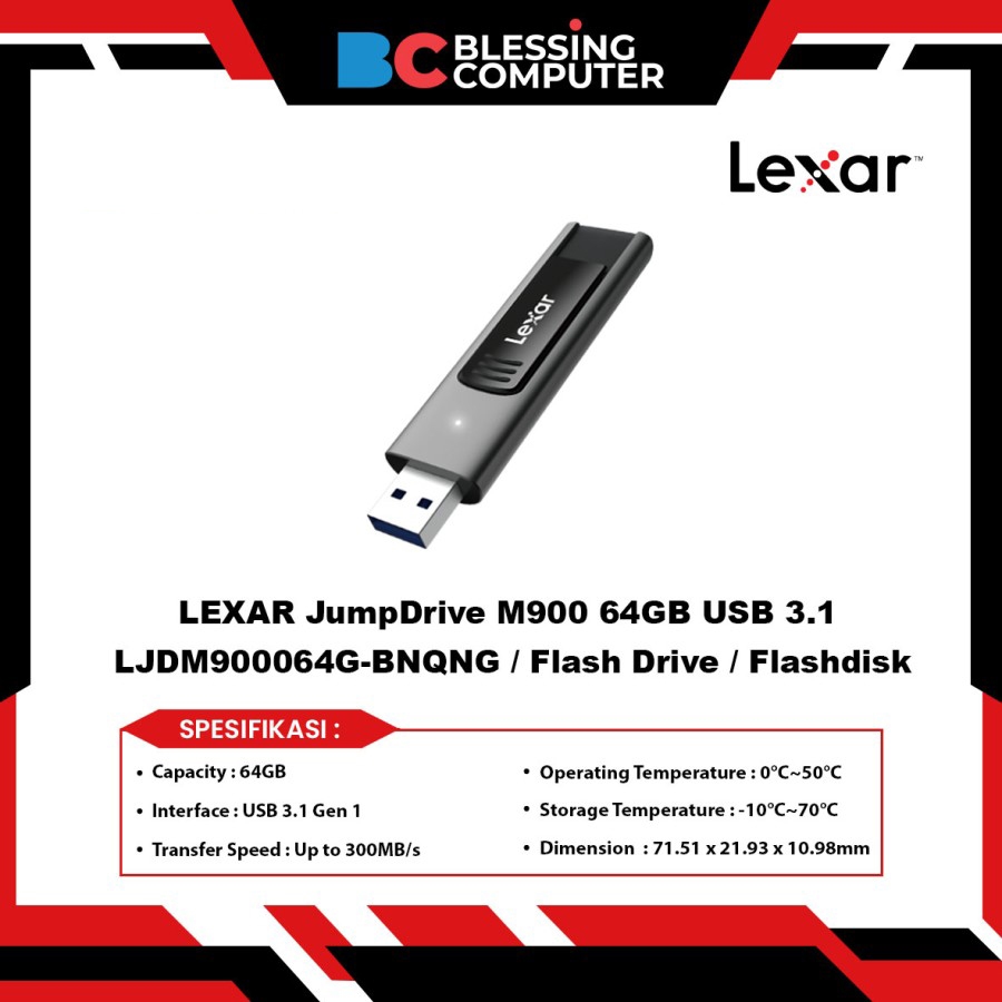 LEXAR JumpDrive M900 64GB USB 3.1 LJDM900064G-BNQNG / แฟลชไดรฟ์ / แฟลชไดร์ฟ