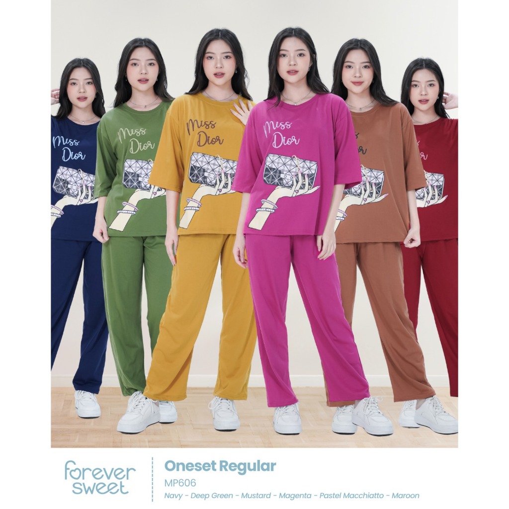 MP-606 Oneset CP ผู้ใหญ่ปกติ FOREVER SWEET ชุดนอนสตรีแฟชั่นสบายอินเทรนด์แขนสั้น Bebidol เสื้อยืด