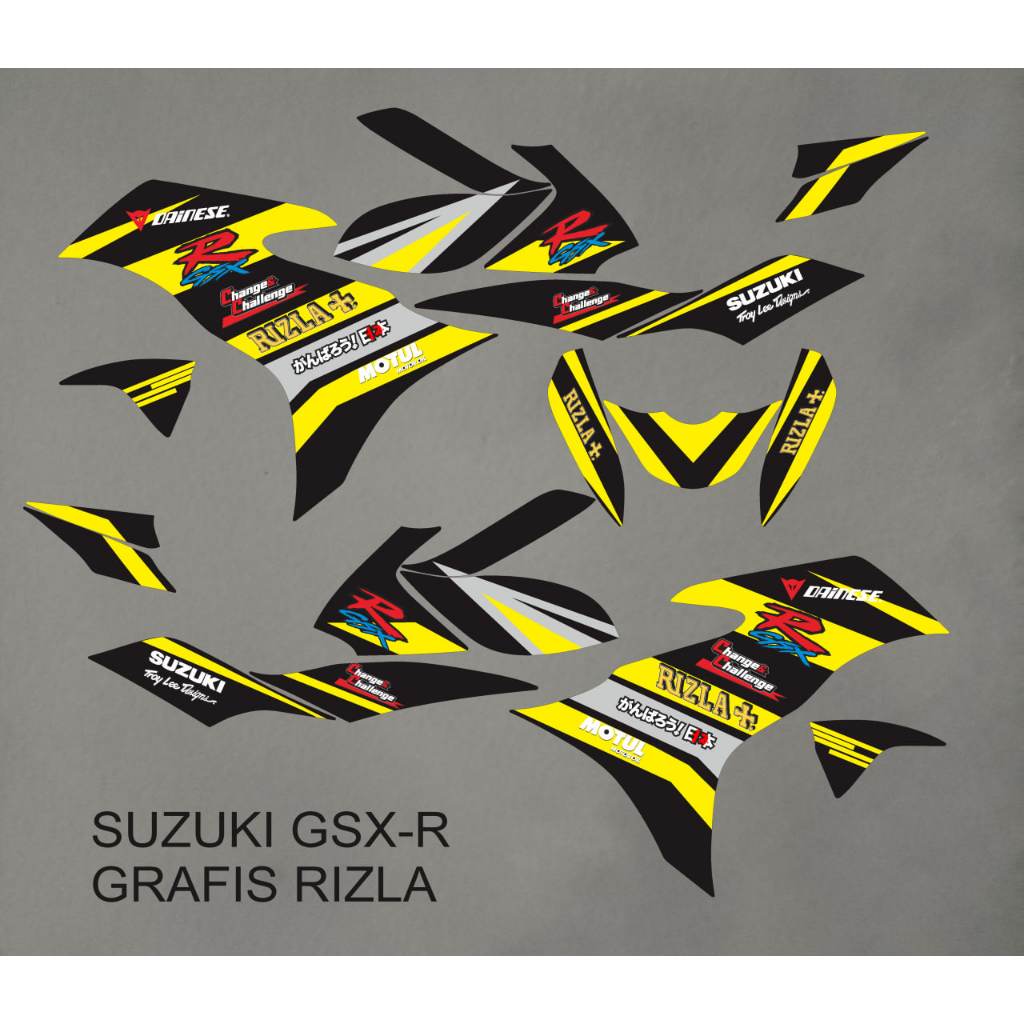 สติ๊กเกอร์แถบตัวแปร SUZUKI GSX R พร้อม RIZLA GRAPHIC MOTIF