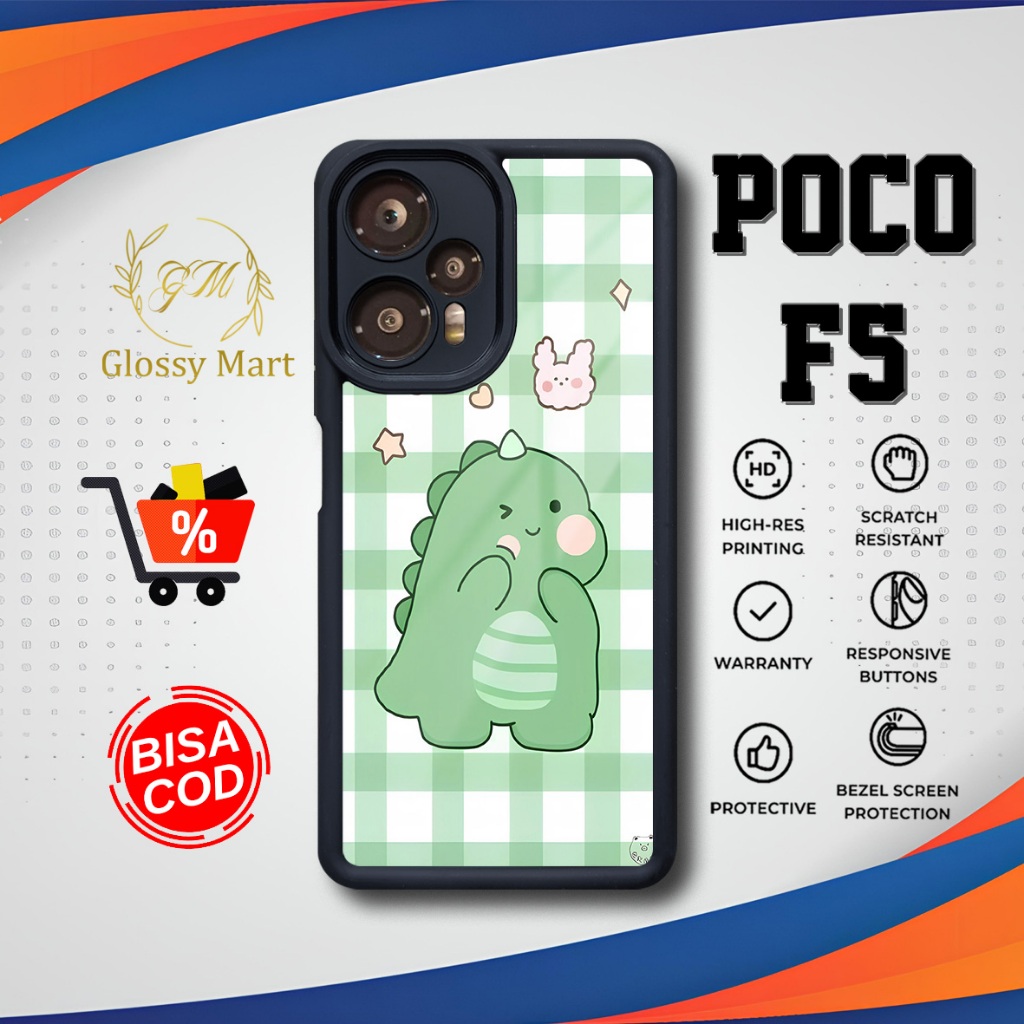 เคส P0C0 F5 ล่าสุด - P0C0 F5 - Cute Dino Motif - เคส Premium Glossy Softcase Hardcase Material - P0C