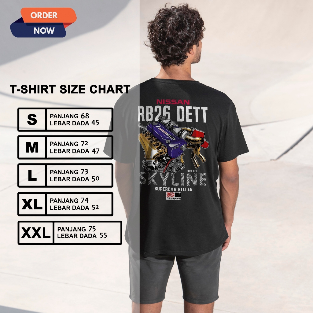 RB26DETT GTR SKYLINE GODZILLA เสื้อยืดผู้ชายผู้หญิง AUTOMOTIVE TOP JDM PREMIUM COTTON SUPERCAR KILLE