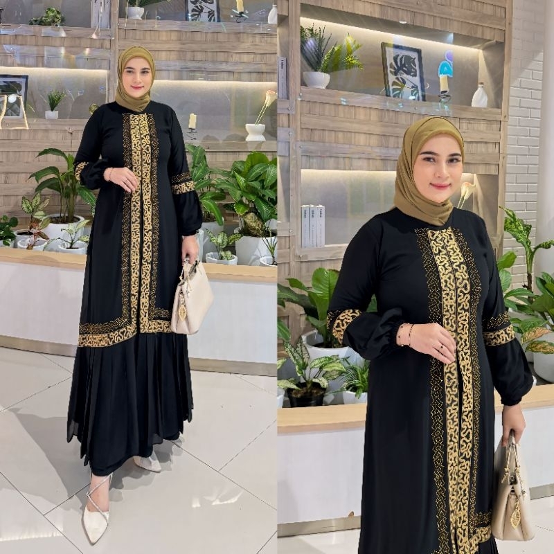 Hitam เสื้อคลุม ABA ตุรกี ABAYA สีดําล่าสุด
