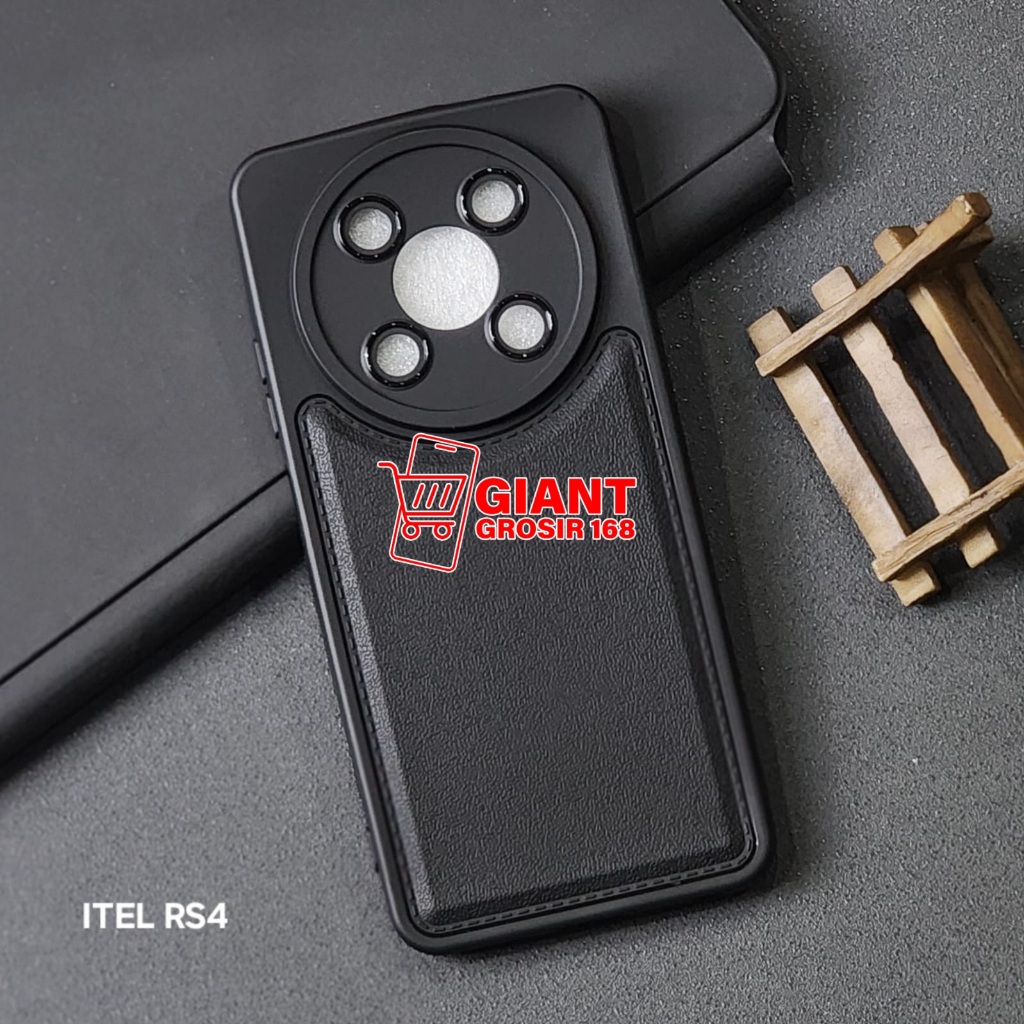 Softcase Leather Pro Macaron Black Itel RS4 Itel S23 Itel S23 Plus