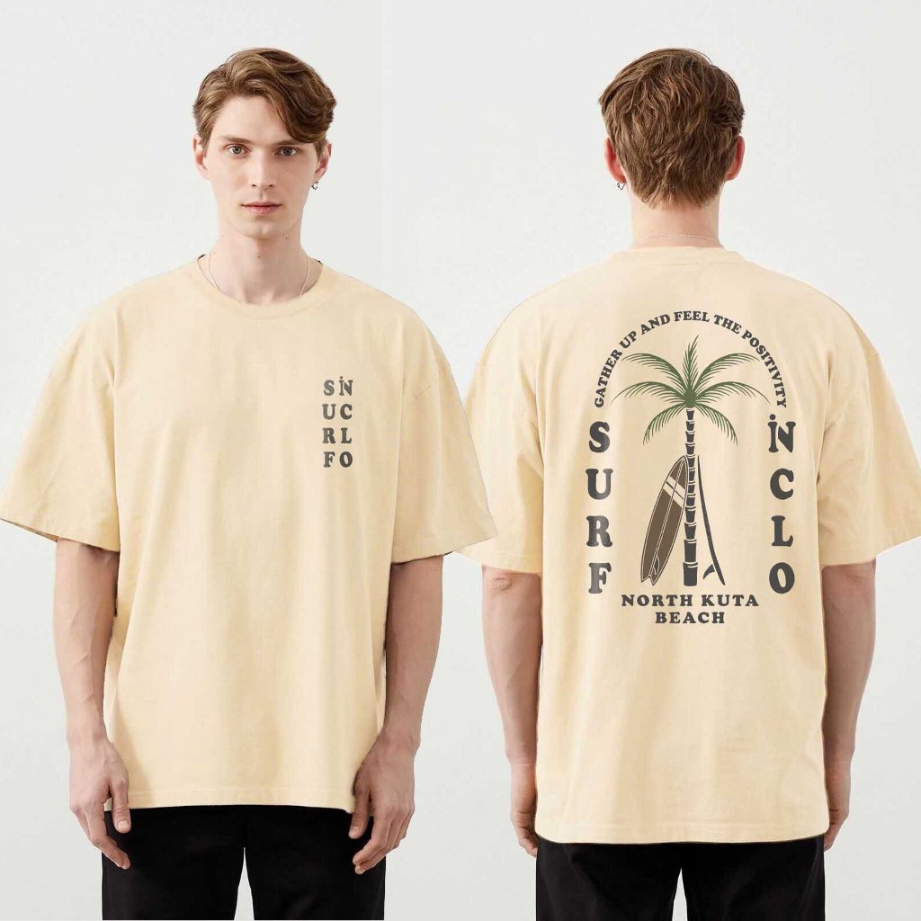 Surfinclo เสื้อยืดขนาดใหญ่ Coksu SFCL North Kuta Beach Streetwear ผ้าฝ้ายพรีเมี่ยม 24s เสื้อยืดผู้ชา