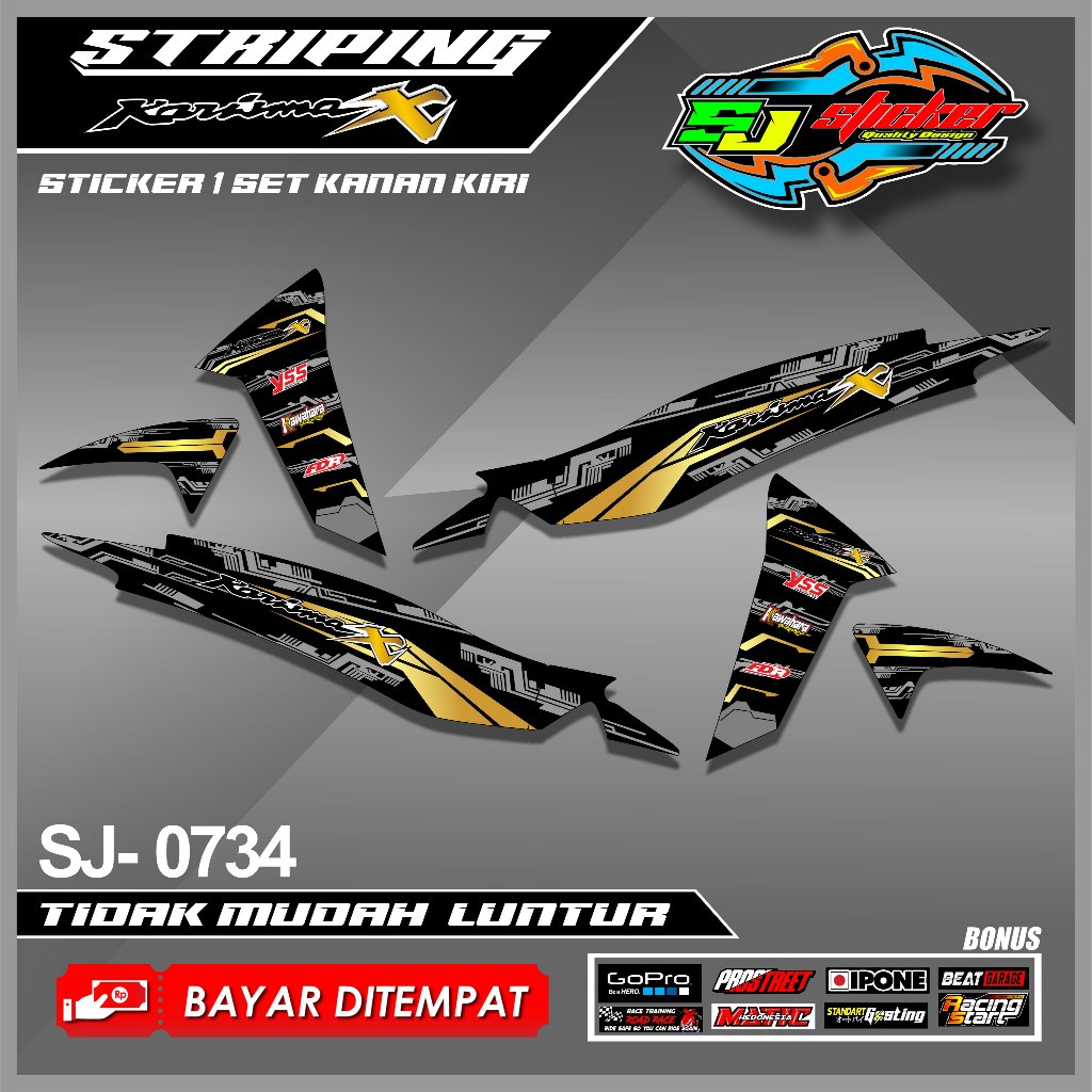 0734 สติ๊กเกอร์แถบ KARISMA 125X พร้อมดีไซน์กราฟิกสุดเท่