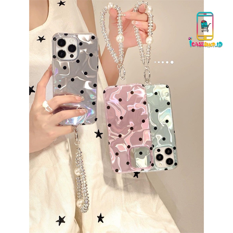 GANTUNGAN SS912 AESTHETIC MOTIF SILICONE CASE PEARL HANGER STRAP สําหรับ REALME 5 5i 6 7 8 9 9i 10 1