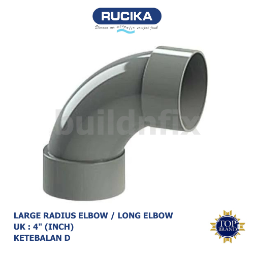 RUCIKA LONG ELBOW / LARGE RADIUS ELBOW PVC 4" (นิ้ว) D