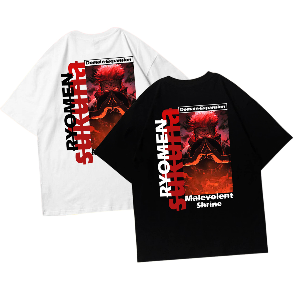 WENZ อะนิเมะเสื้อยืด wibu ผู้ชาย Sukuna สไตล์ Ten Showdown Tops ยืด domain ขยาย sukuna