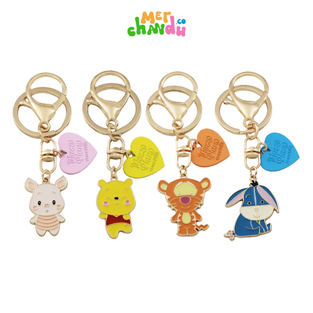 Gantungan พวงกุญแจเคลือบ Winnie The Pooh Cute Piglet Tiger Character Eyore - Merchandu.Co