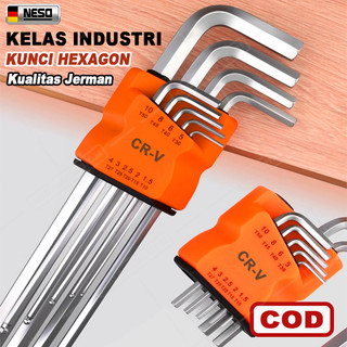 NESO Kunci L Set panjang Hex Key 9pcs Jenis Bunga S2 Ball Point Hexagon L Key Bagus Wrench Ball-Point 2