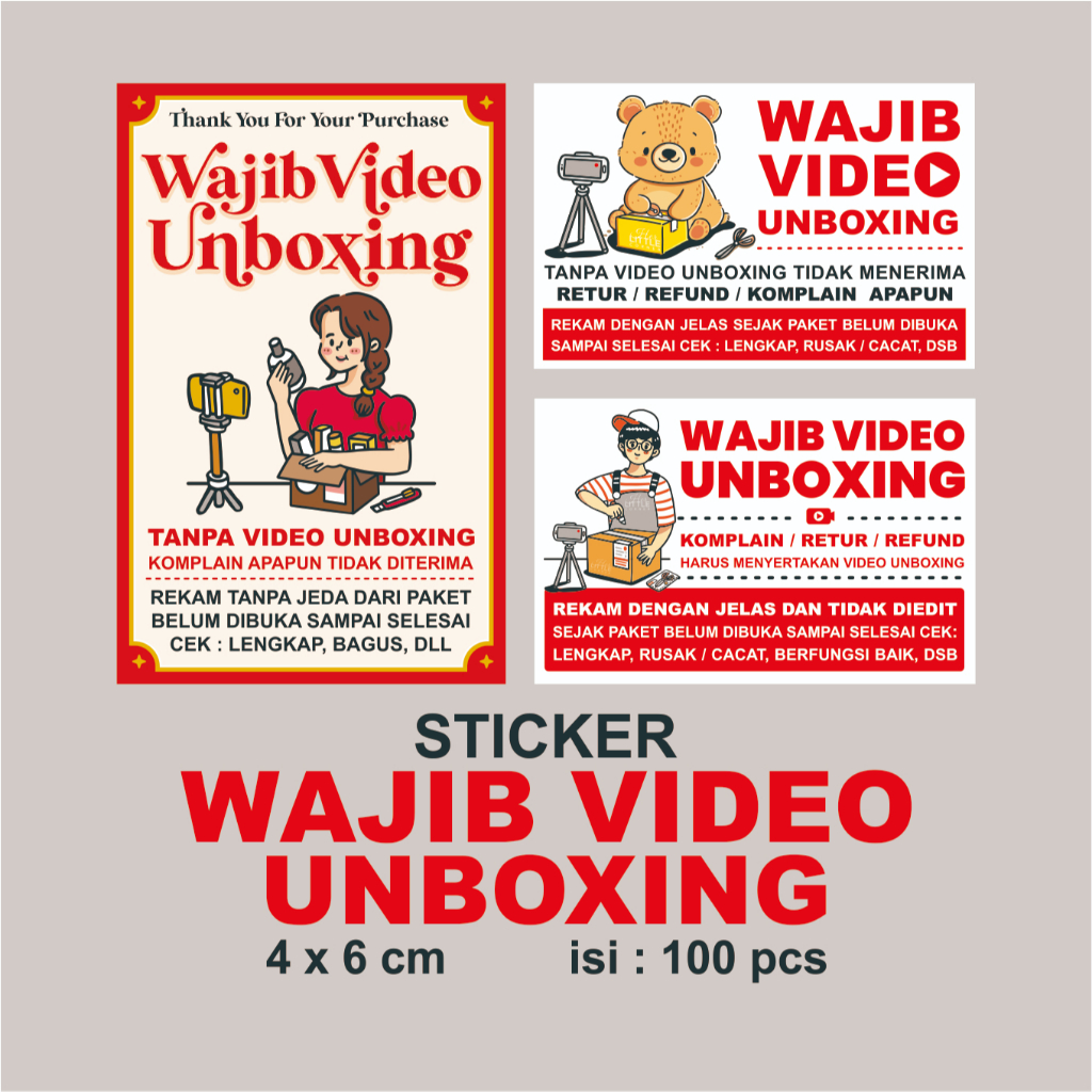 UNBOXING VIDEO MANDATORY STICKER (100 ชิ้น) ขนาด 4x6 ซม